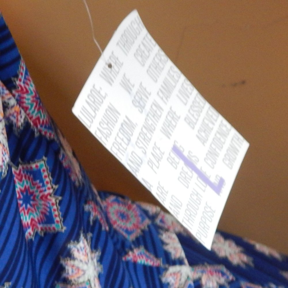 LuLaRoe "Nicole" Dress  NWT  Size L  Blue Multi-Color - Picture 4 of 7